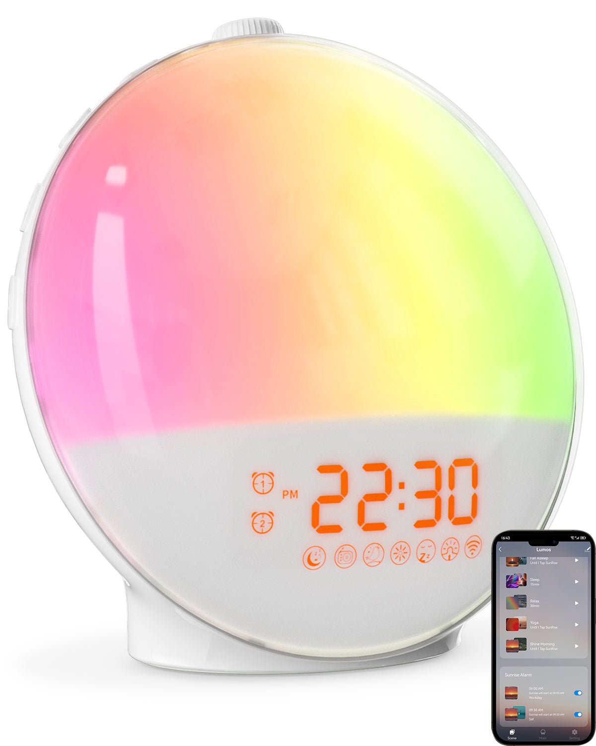 Dekala Sunstone™ - Sunlight Alarm Clock Radio with Sound Machine for Heavy Sleeper