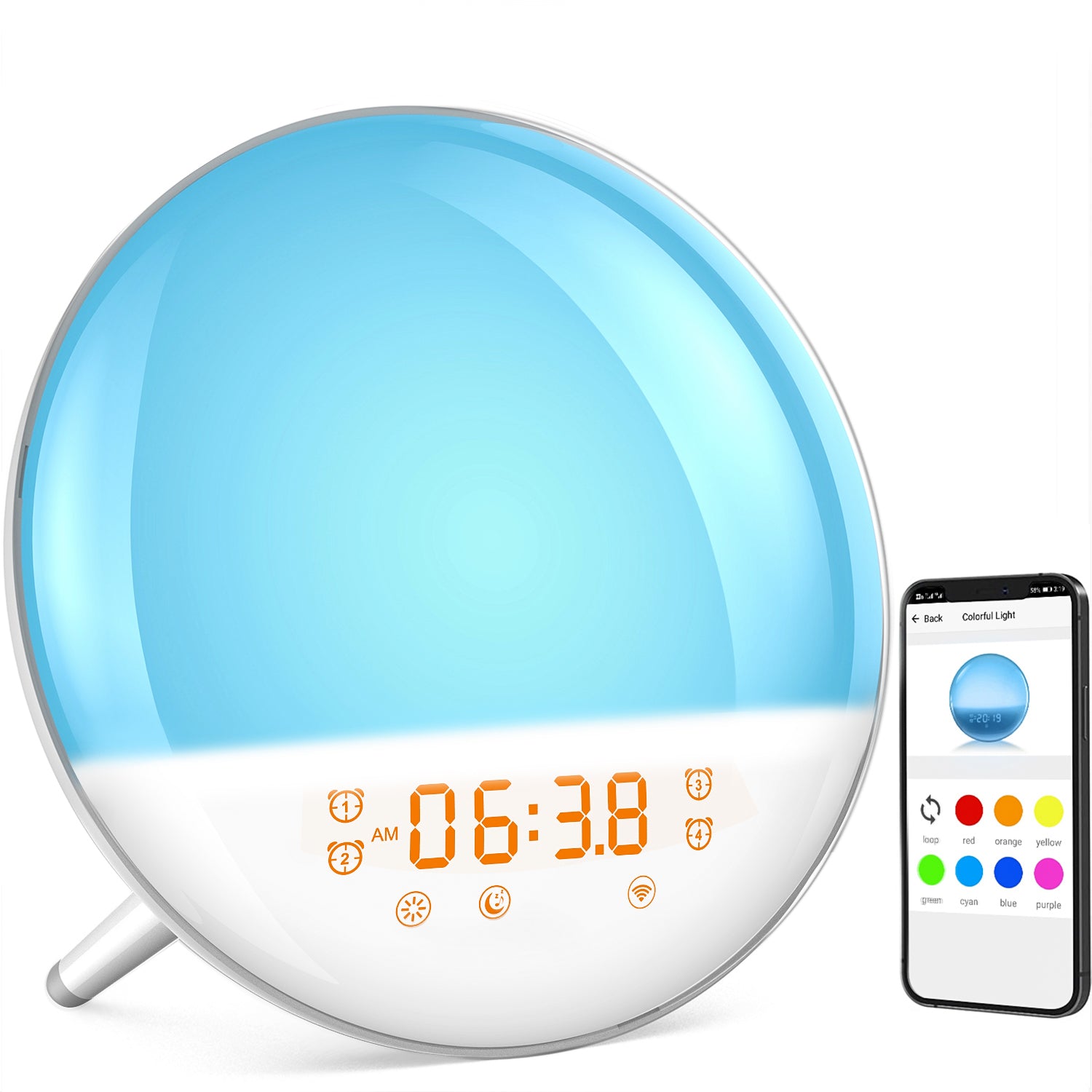 Dekala Sunstone™ - Sunlight Alarm Clock Radio with Sound Machine for Heavy Sleeper