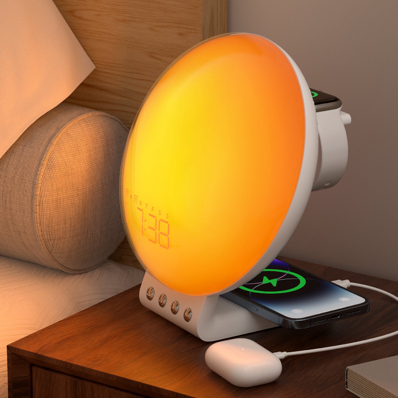 Wake Up Light Sunrise Alarm Clock, Work with Alexa & Google Home