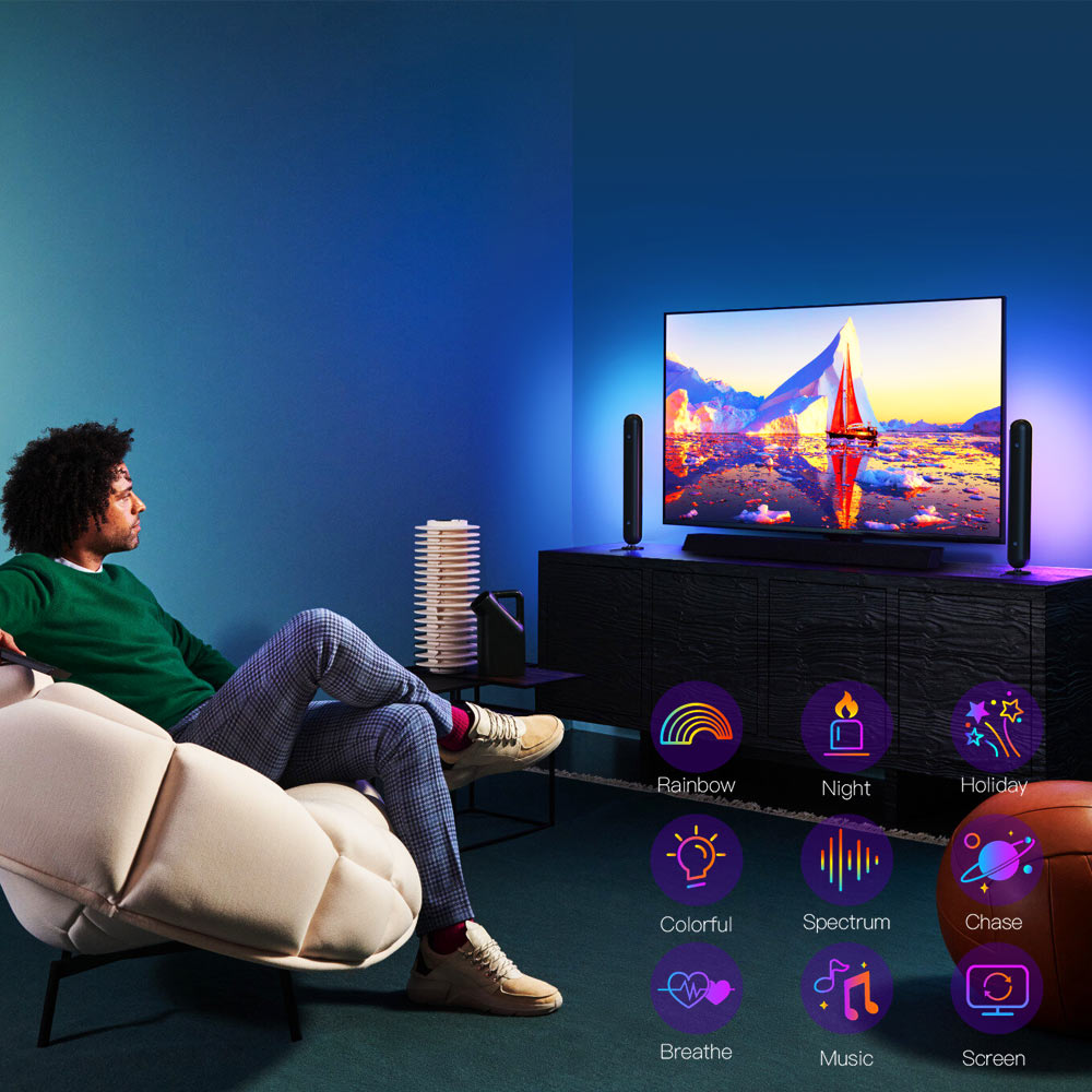 dekala lighthouse smart ambient tv bakclight bar with dynamic lighting effects