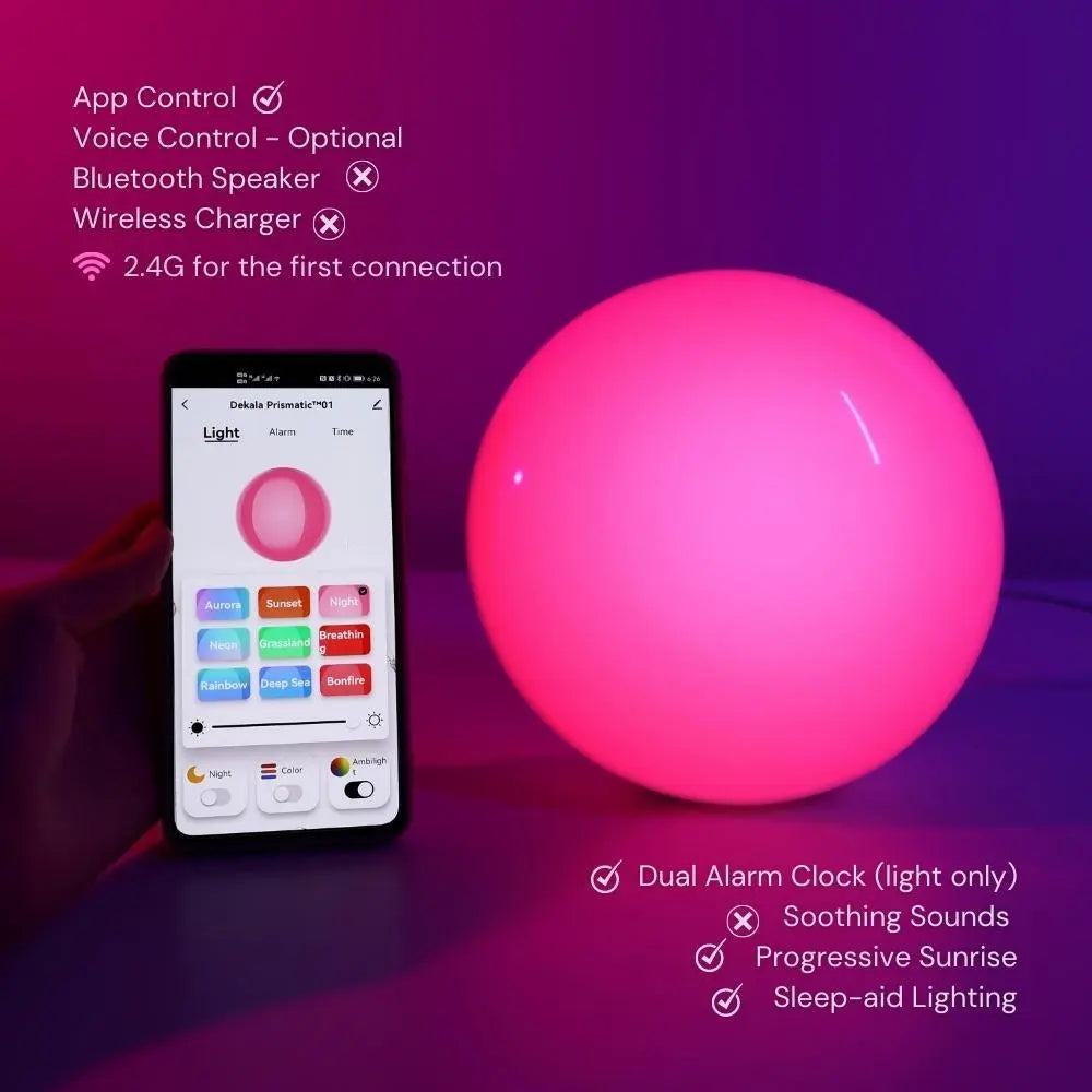 Sunrise Alarm Clock, Wake Up Light- Prismatic Dekala