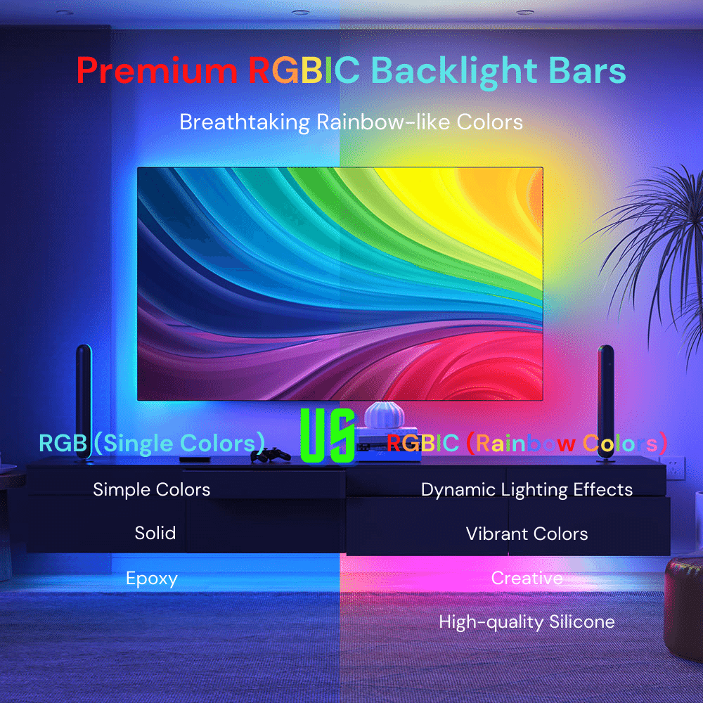 RGBIC VS RGB, rgbic light has rainbow-like, dynamic colors